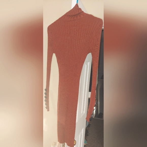 Warm Stretchy Soft TurtleNeck Sweater Dress - Picture 4 of 5